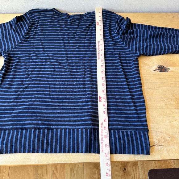 CUT LOOSE STRIPED LONG SLEEVE KNIT FLEECE TOP RELAXED COZY CASUAL EVERYDAY M - Picture 11 of 12